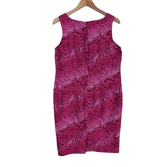 Robbie Bee Silk Shift Dress Womens‎ 14 Petite Pink Animal Print Sleeveless - Picture 2 of 10